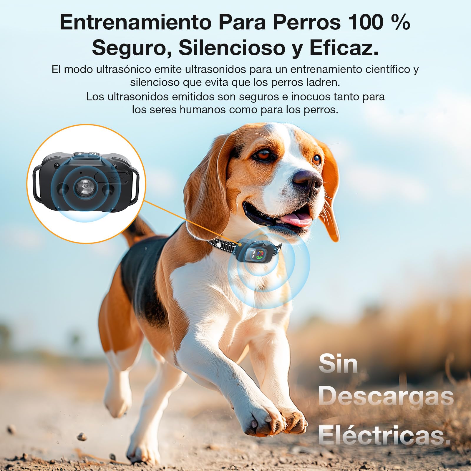RUXAN Collar Adiestramiento para Perros - Antiladridos para Perros Ultrasonidos, 6 Modos De Eficiente, 7 Niveles De Sensibilidad Ajustables, Adecuado para Perro Grandes y Pequeños, Bark for Dogs
