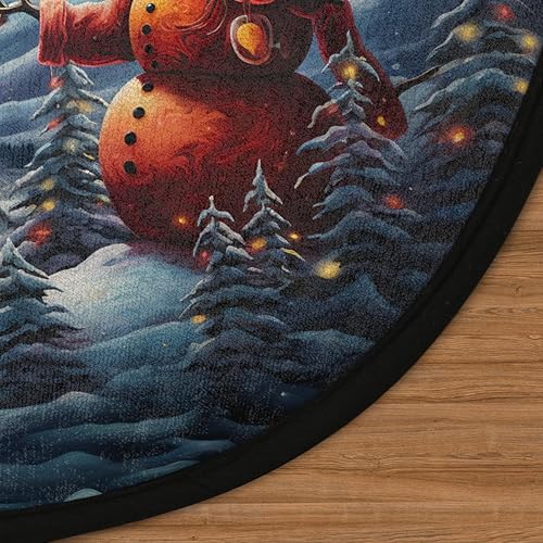 Miniatura 3 de Christmas Scene with Snowman Round Area Rug 3ft Machine Washable Circular Rugs for Dining Room Table Bedroom Playroom Throw Rugs for Dog Living Room