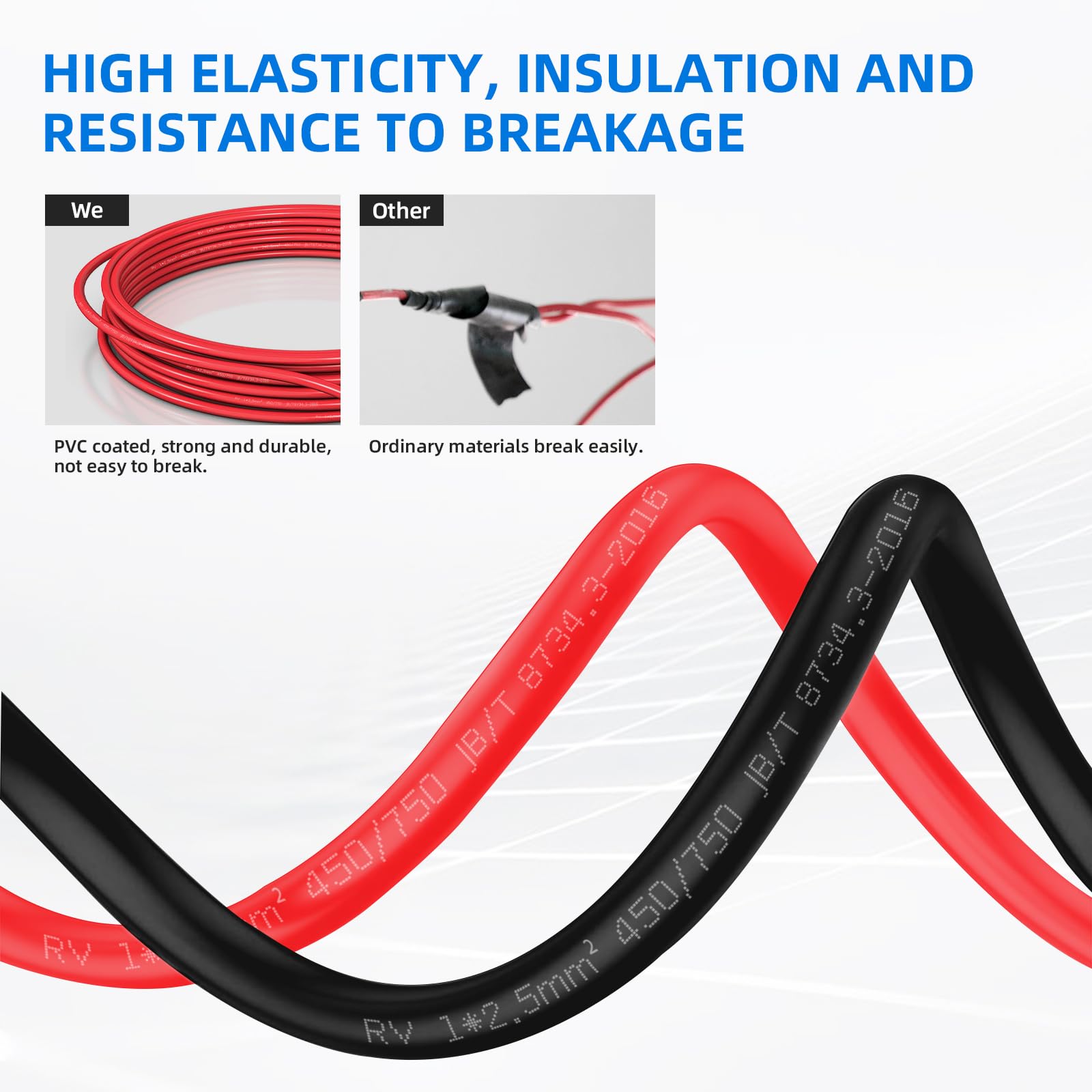 Cable para vehículos 2,5 mm² FLRY B asimétrico Cable trenzado flexible para automóviles de cobre rojo y negro 2,5 mm² -10m