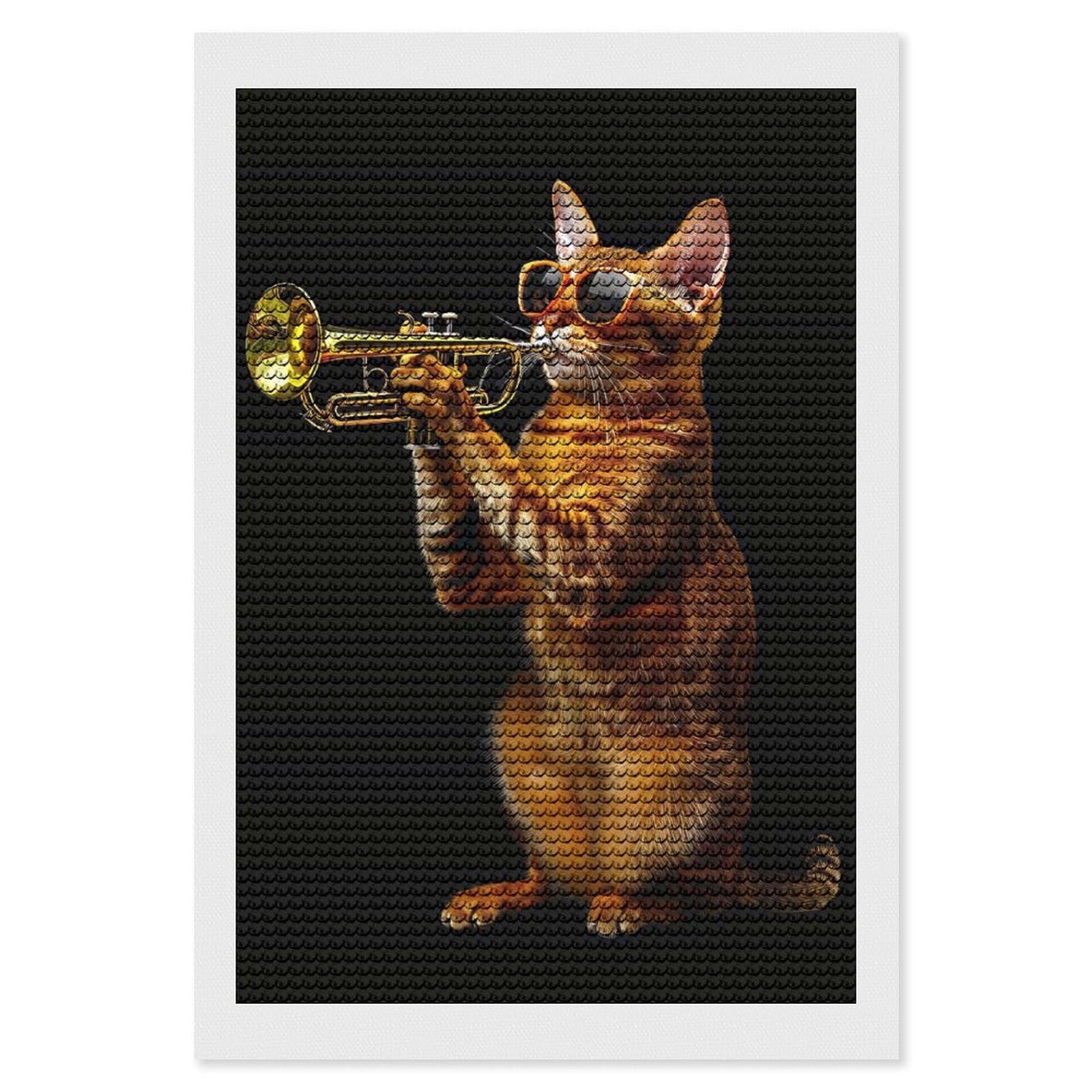 Junmoney Abyssinian Trumpet DIY Diamond Art Canvas Kit 8"x12", Winter Craft, Mindful Craft Project, Aesthetic Room Decor, Decor Project