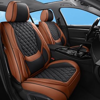 Car Seat Covers Full Set,5 Seat Leather Seat Covers for Cars,Front Seats and Back Seat Cover,Waterproof Car Seat Cushion Protectors,Universal Fit for Most Cars SUV Trucks(Brown Black, Full Set)
