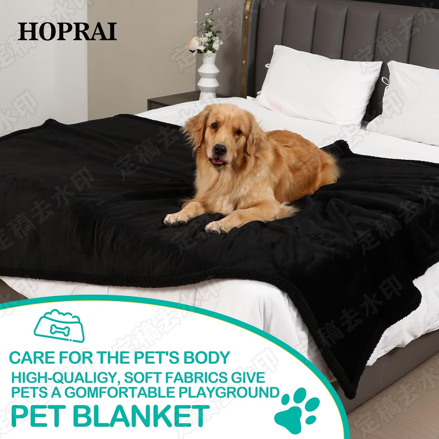Dog Blanket, Waterproof Reversible Sherpa Fleece Throw Blanket, Furniture Cover for Bed, Couch, Sofa Protection from Liquid Pee and Pet Fur of Puppy, Cat (Black M39*57inches)