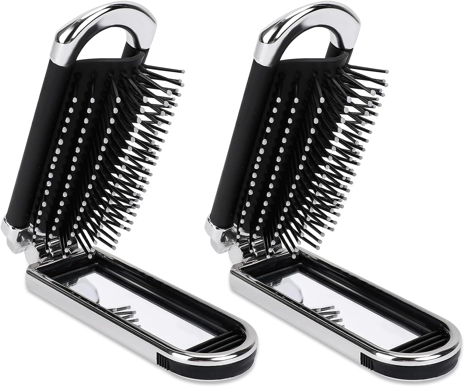 Amazon.com : 4 PCS Travel Hair Brush with Mirror Small Folding Hair ...