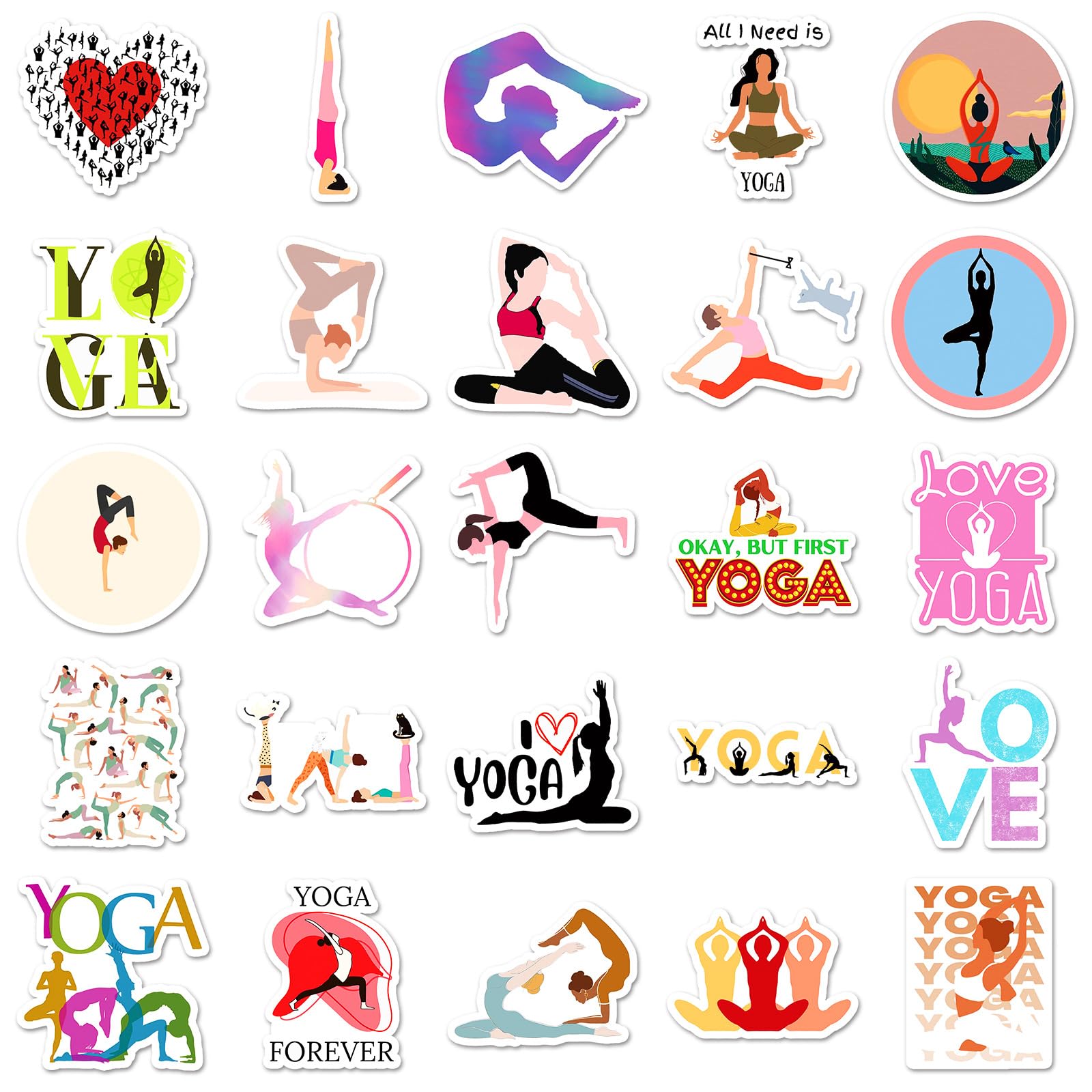 50PCS Yoga Stickers for Yoga Instructor Yoga Lover Women,Fitness Graffiti Waterproof Decals for Water Bottles Laptop Luggage Phone Computer Guitar Skateboard Bike Refrigerator Notebook - Image 3