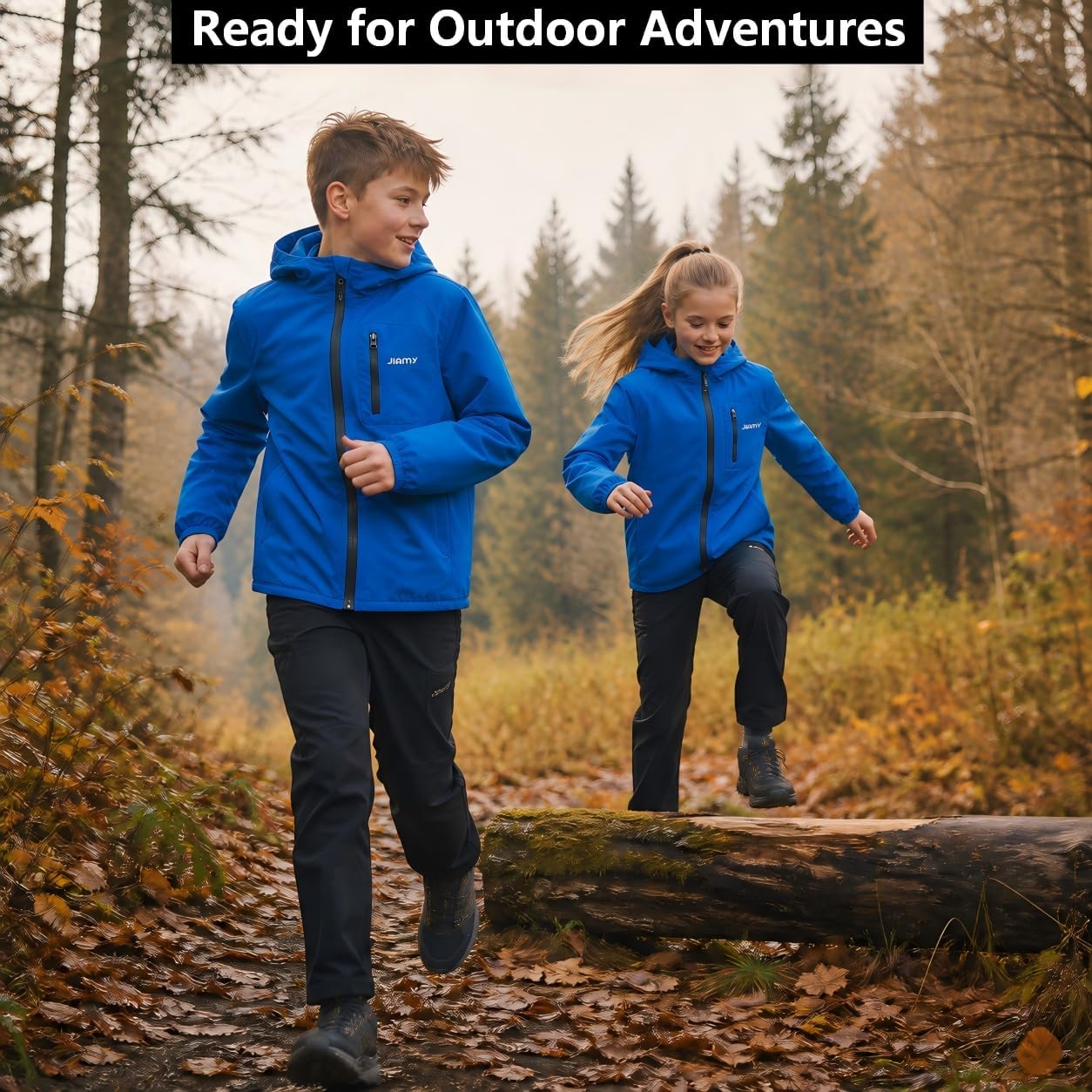 JiAmy Boys Girls Rain Jacket Kids Waterproof Hooded Raincoat Windbreaker