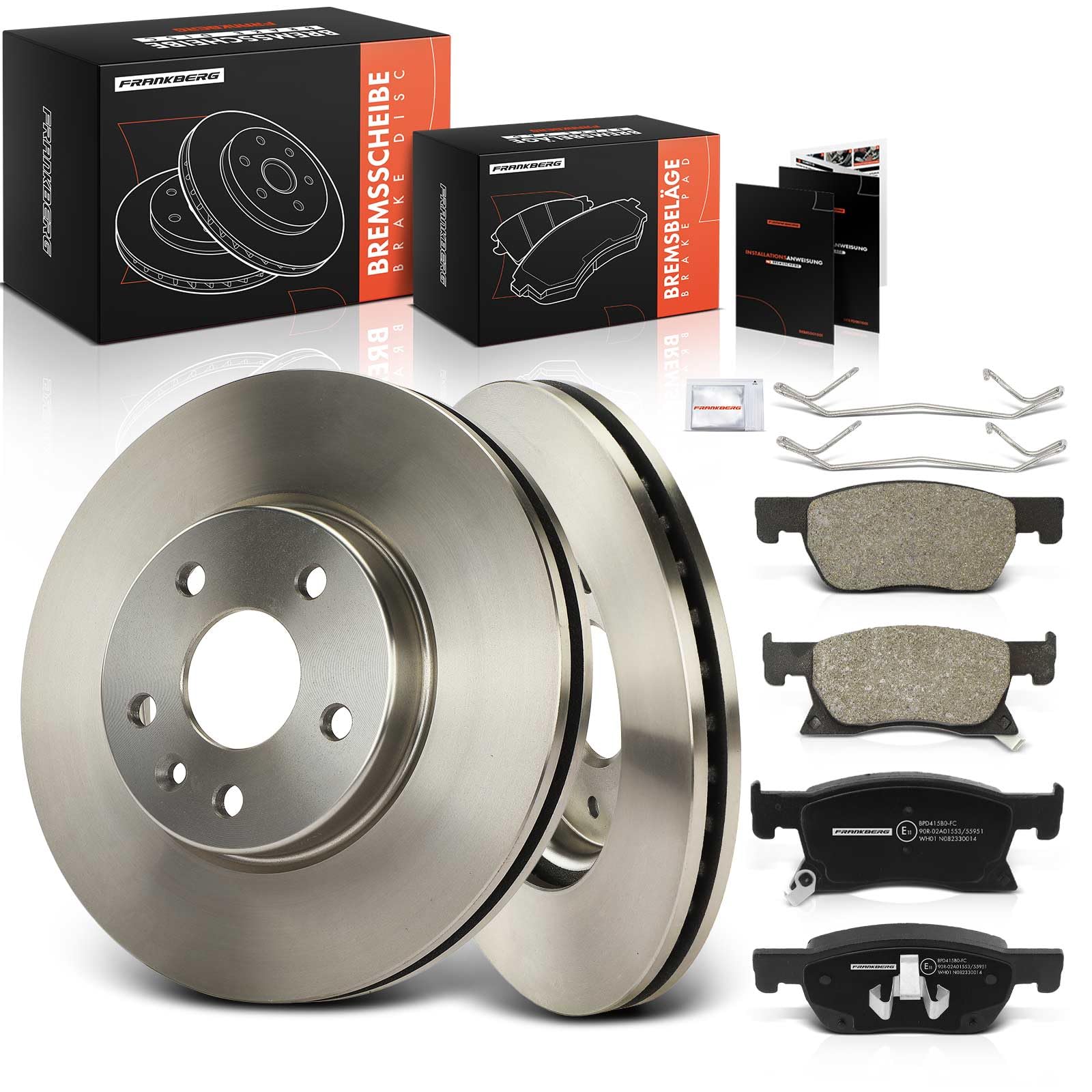 Frankberg 2x Bremsscheiben + 4x Bremsbeläge Vorne 13478300, 39103797 | Kompatibel mit Astra K Kasten/Kombi, Astra K Kasten/Hatchback, Astra K B16, Astra K Sports Tourer B16