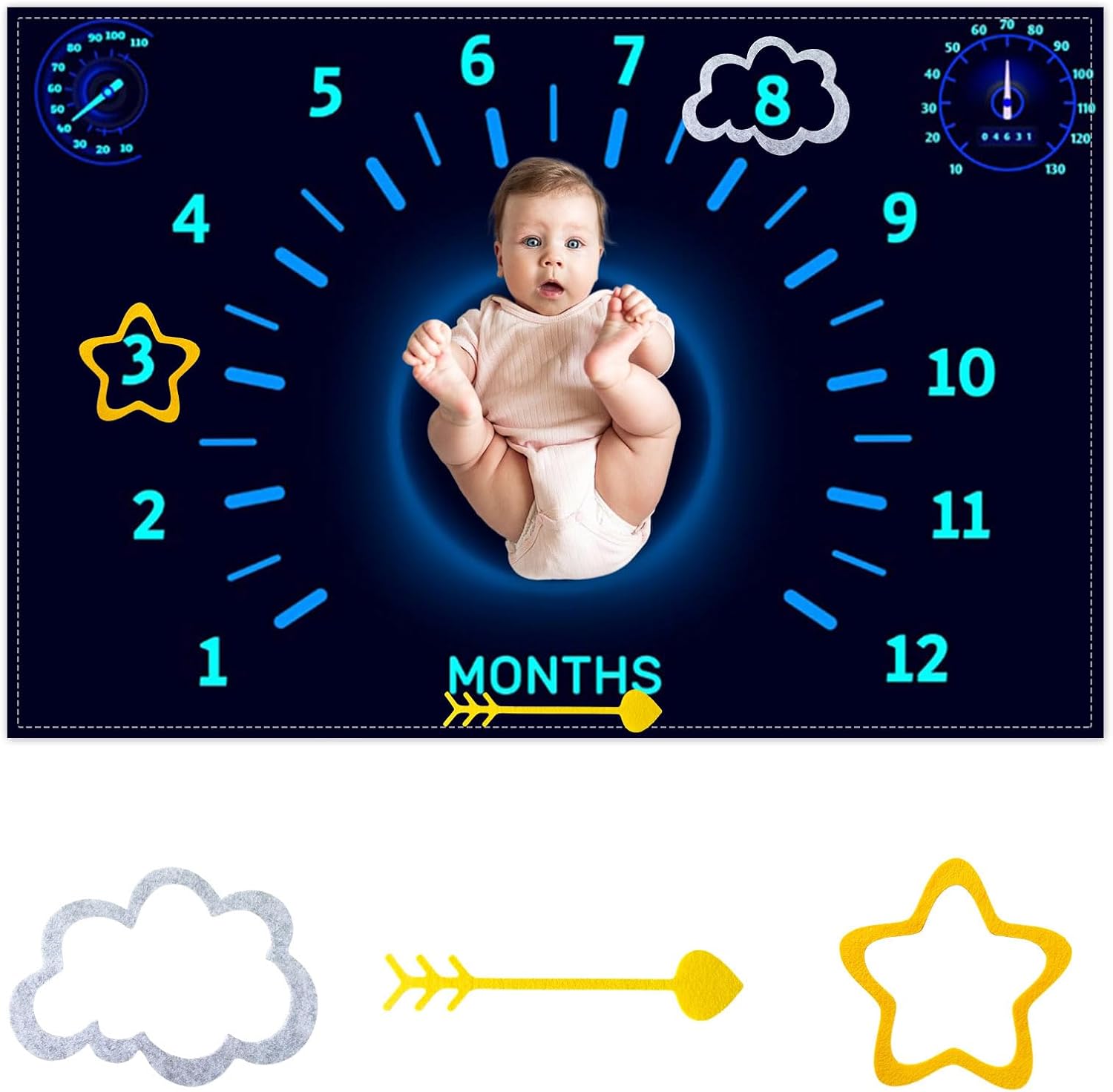 CSFOTO Racing Car Baby Monthly Milestone Blanket Newborn Growth Record Prop Racing Car Theme Baby Boy Photography Backdrop Props for Newborn Shower 60 "x40 with Frames