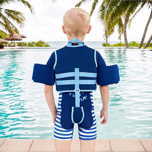 Miniatura 7 de Gogokids Chaleco de natación para niños pequeños de 33 a 66 libras, flotadores para niños pequeños, flotador de brazo con ala de agua, chaqueta de