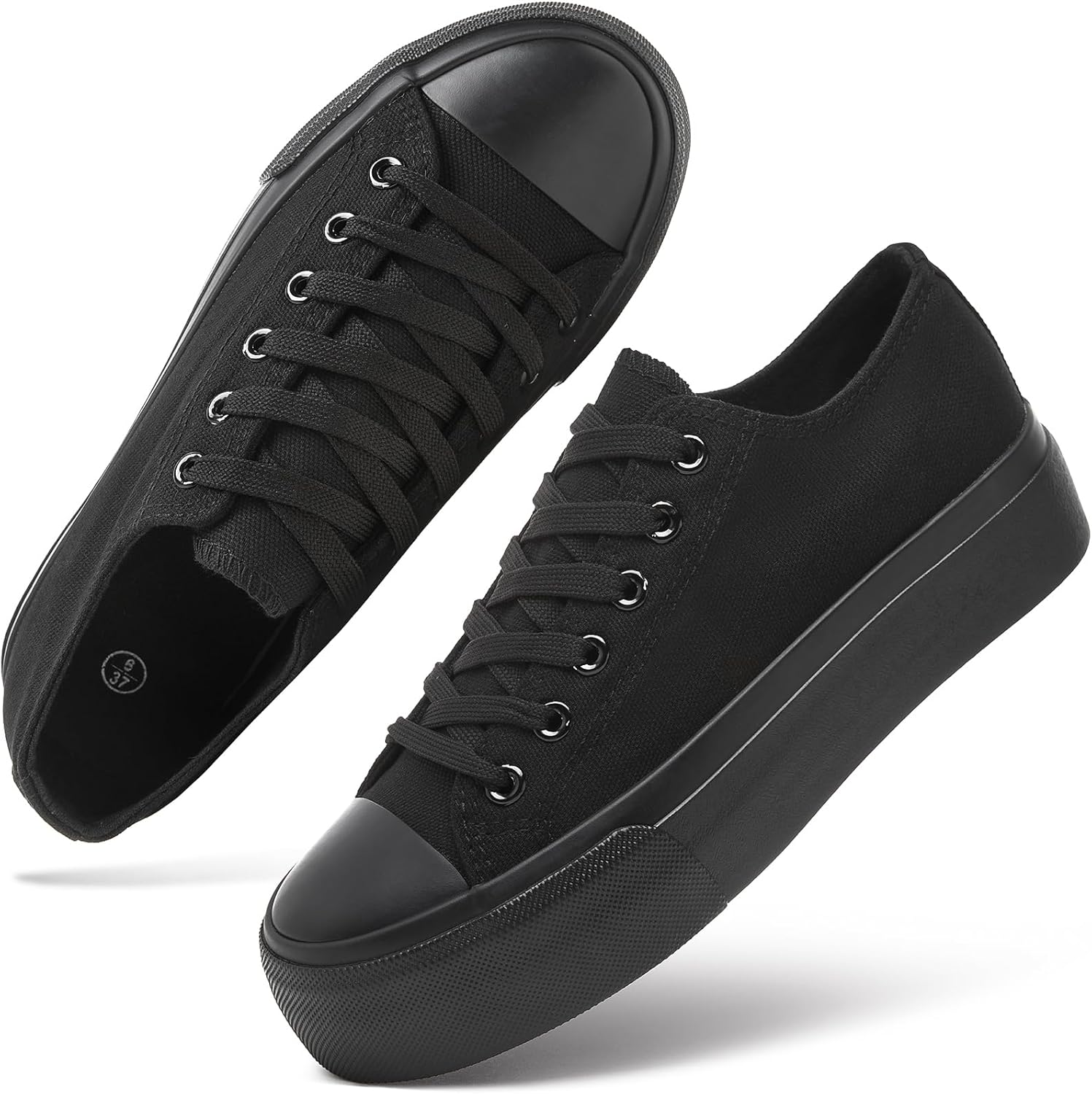 White Shoes All Black Fashion Sneakers Men's Crowned High Sole