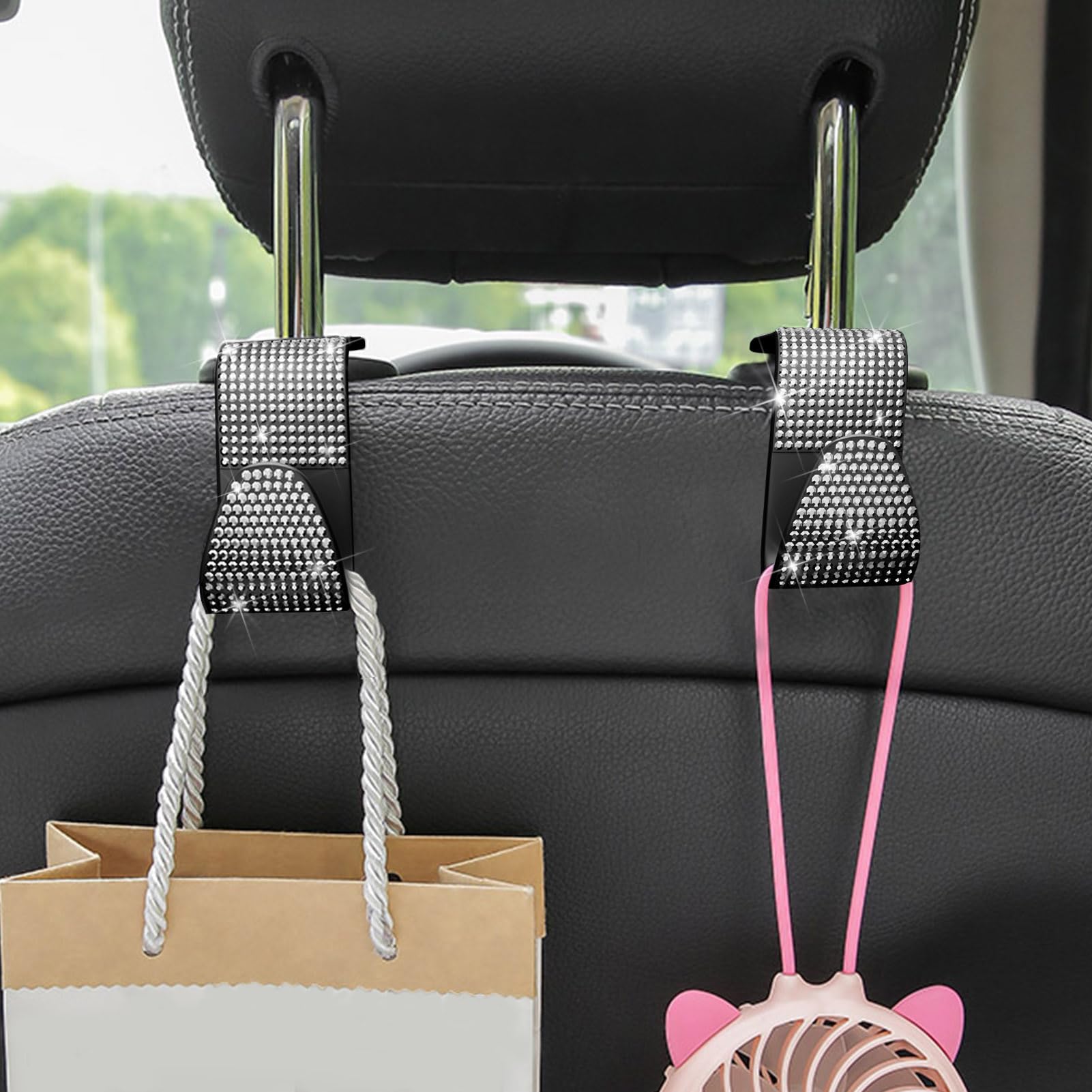 Kit Bling Luxe Pour Voiture : 4 Crochets Strass + 2 Porte-Gobelets + 1 Anneau Démarrage - Décoration Féminine Élégante