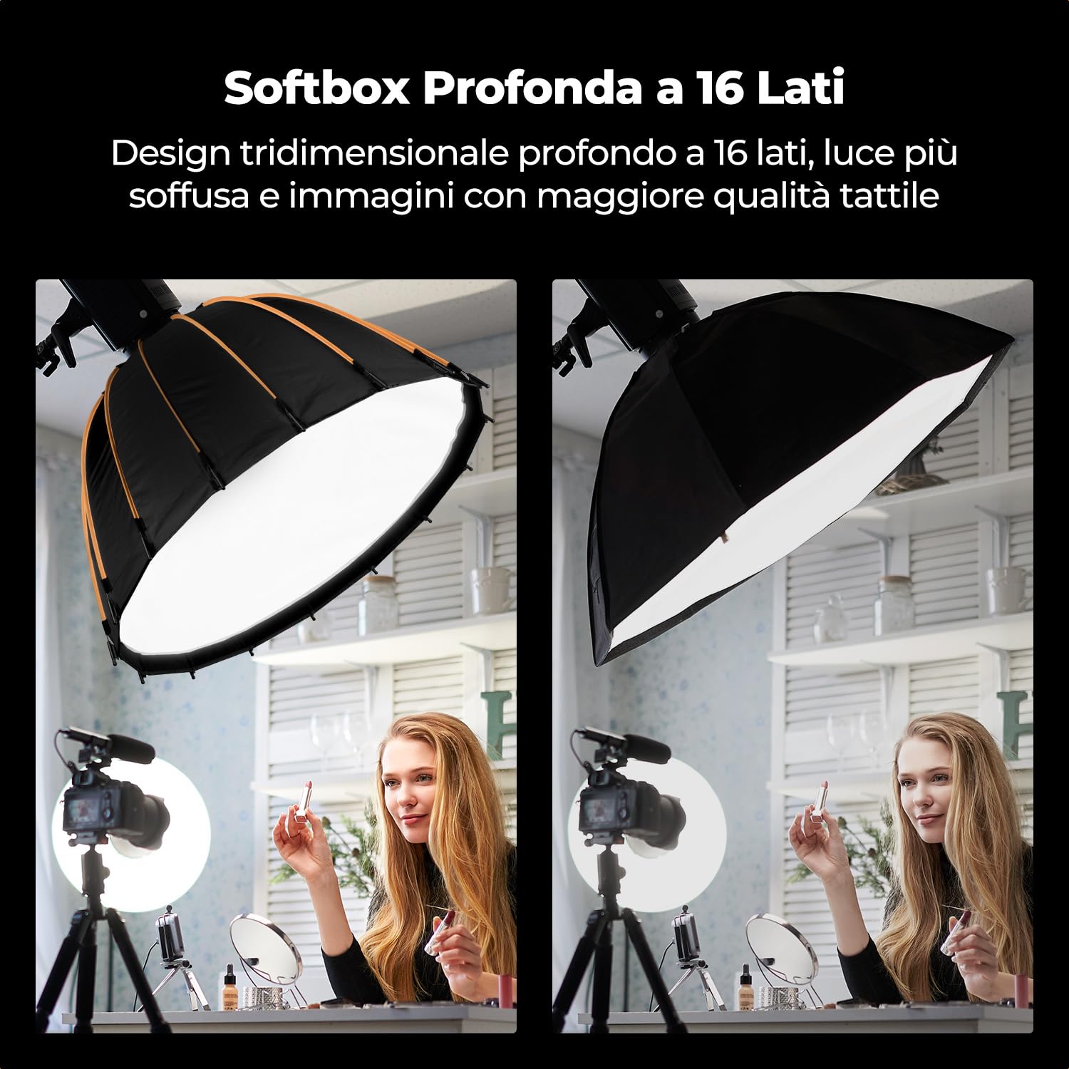 K&F CONCEPT 90cm Sgancio Rapido Softbox+Griglia+Doppio Diffusore+Borsa | Attacco Bowens, compatibile con luci COB ideale per ritratti, matrimoni, riprese video e streaming live,LD02