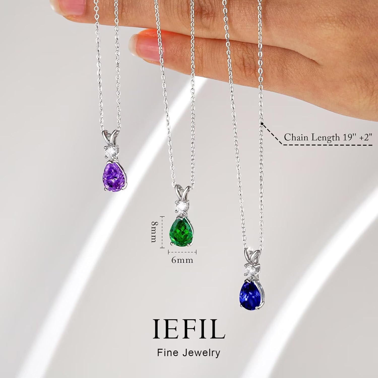 Iefil Birthstone Necklaces Love Gifts for Women, 925 Sterling Silver Natural or Created Gemstone Heart Birthstone Jewelry Valentines Mothers Day Anniversary Birthday Christmas Gifts for Women - Image 5