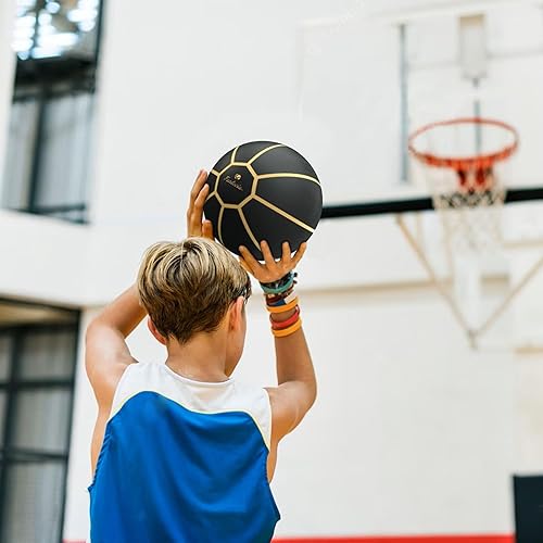 Miniatura 7 de Baloncesto - Tamaño oficial 7 y 5, interiorexterior, jóvenes y adultos (negrodorado)
