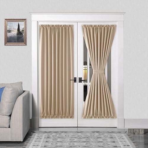 Miniatura 595 de DWCN Cortinas para puerta francesa: cortina térmica con bolsillo para barra para puertas con ventana de cristal, puertas de cocina y patio