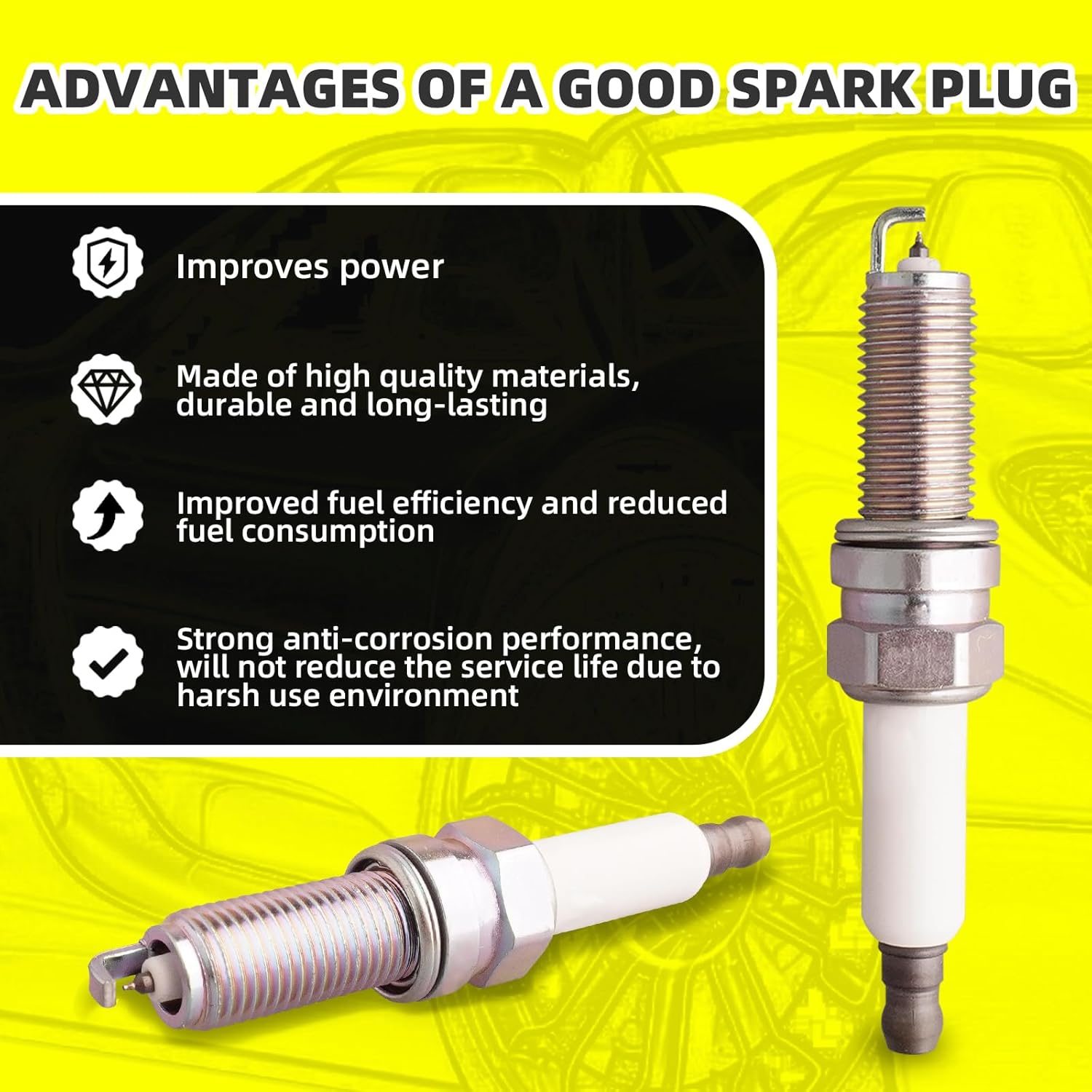 Set of 4 Ignition Coils Pack UF652 273012B100 & 4 PCS Iridium Spark Plugs Compatible with Hyundai Kia Dodge Accent Veloster Rio Soul Attitude - L4 1.6L