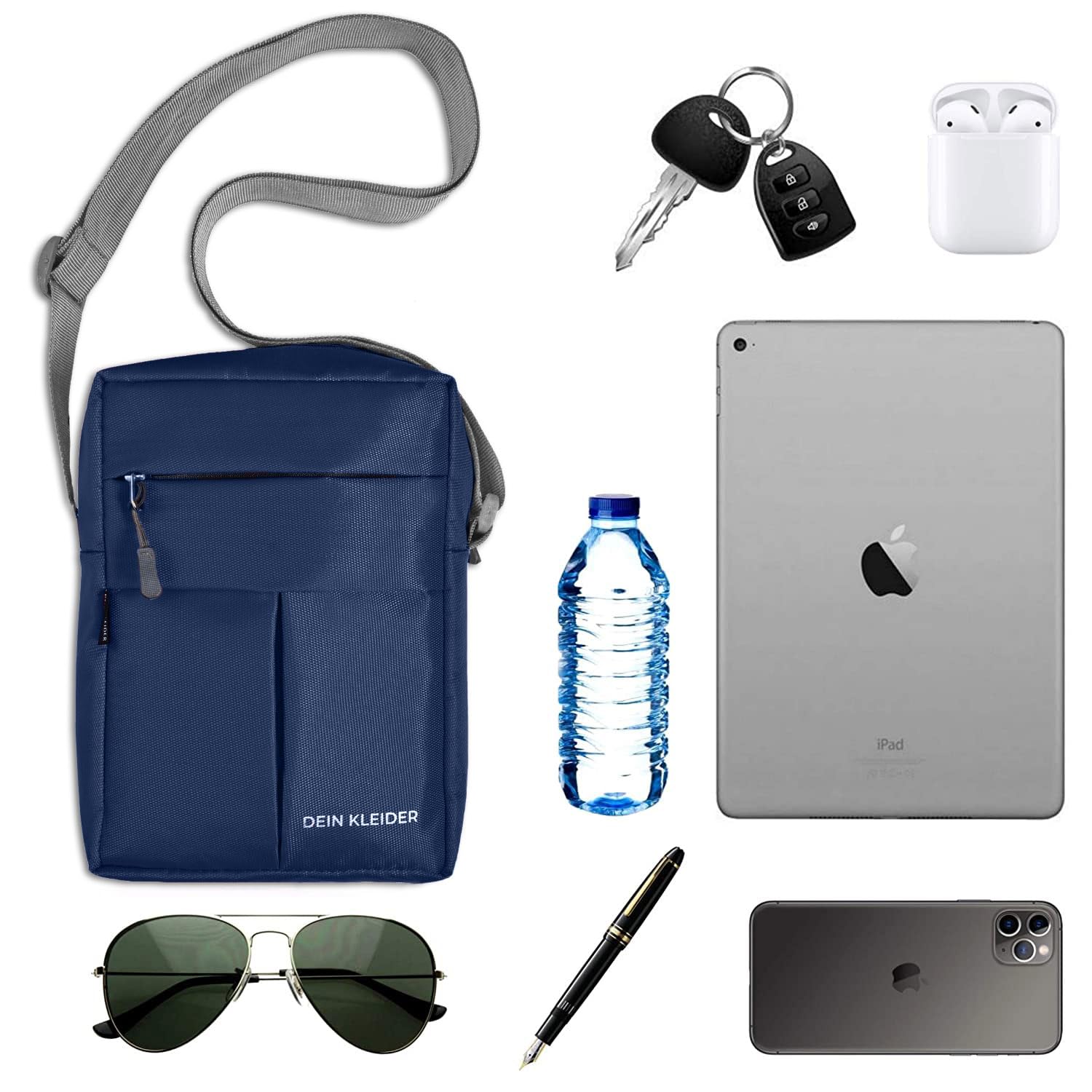 DEIN KLEIDER Nylon Sling Cross Body Travel Office Business Messenger one Side Shoulder Pouch Bag for Men and Women (Blue) 4