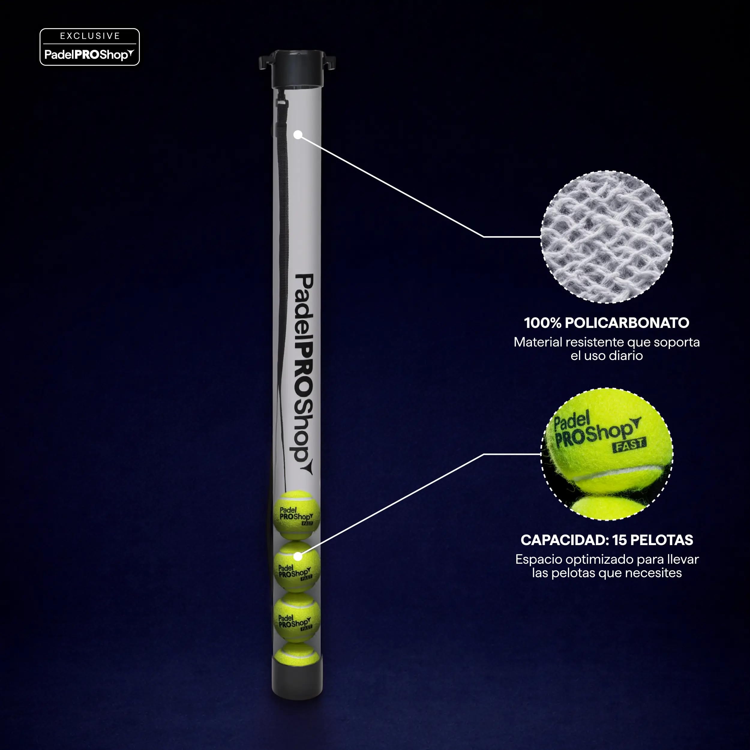 Padel Pro Shop Tubo Recogepelotas de Pádel Transparente 2026 - Recogedor de Pelotas con Capacidad para 15 Bolas, Diseño Ergonómico y Resistente para Entrenamiento Profesional