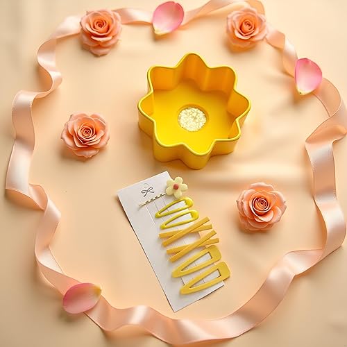 Miniatura 5 de 7 piezas de horquilla de horquilla de flores dulces amarillas para mujer, niña, horquilla para el pelo, decoración de elegantes regalos dorados