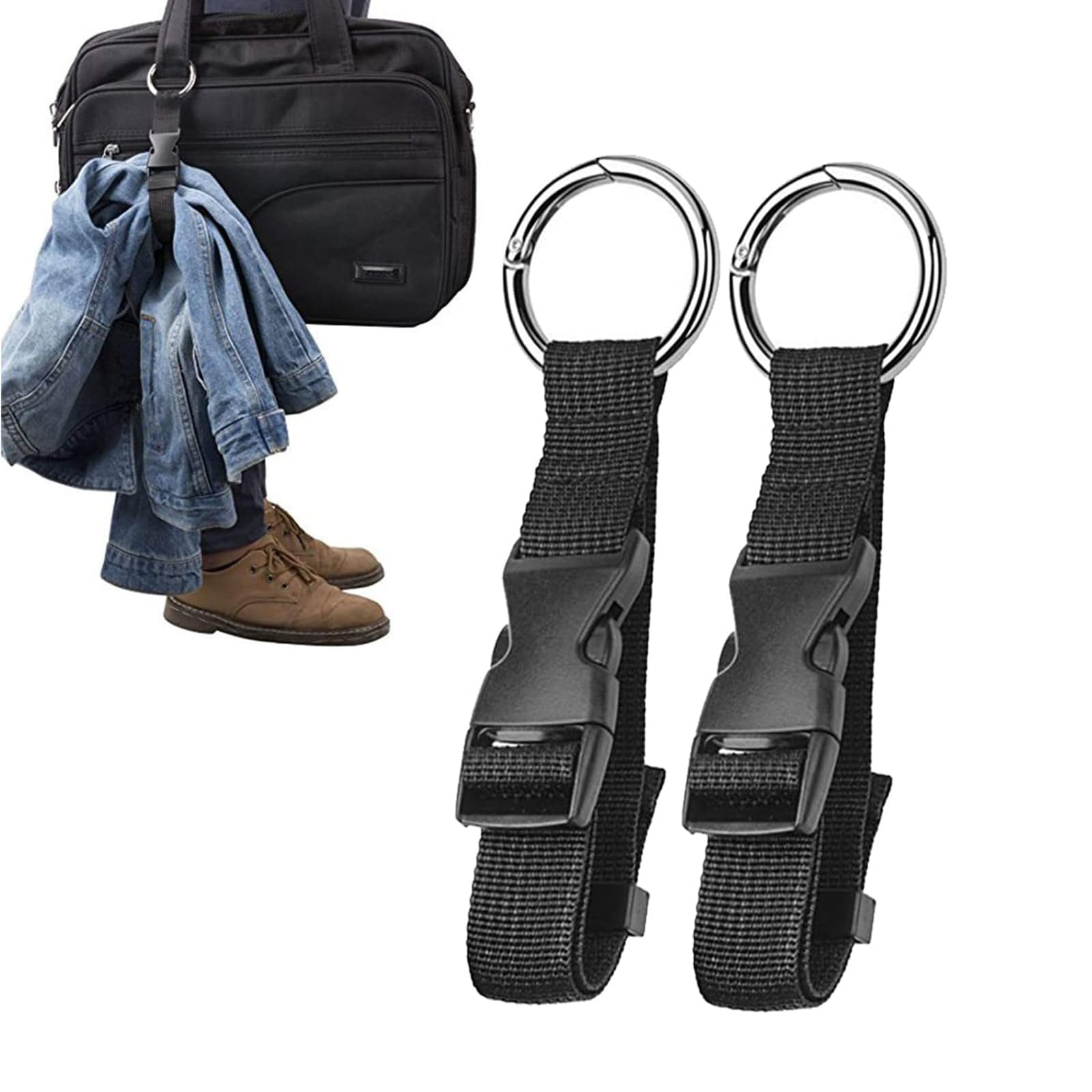 2 pcs Luggage Straps with Ring Hooks and Buckle Premium Accessory Connecting for Travel Bag Closure Luggage Accessories (Bag Hook)-image-0