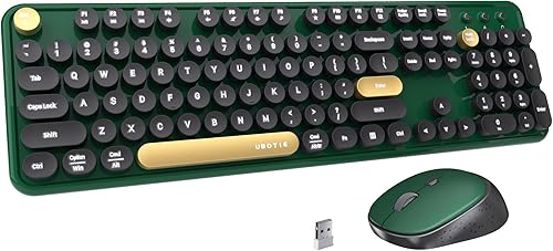 FCLPU x UBOTIE Teclado inalámbrico y ratón para computadora (negro verde)