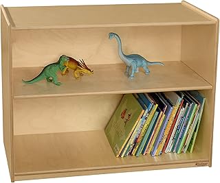 Contender 2 Shelf Kids Storage Cabinet, Wooden Bookcase/ Toy Organizer in Natural Color [Greenguard Gold Certified]