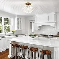 Vista 8 de Lámpara de techo semiempotrada, lámpara de techo de vidrio de globo, iluminación moderna dorada para pasillo, porche, pasillo, cocina, dormitorio