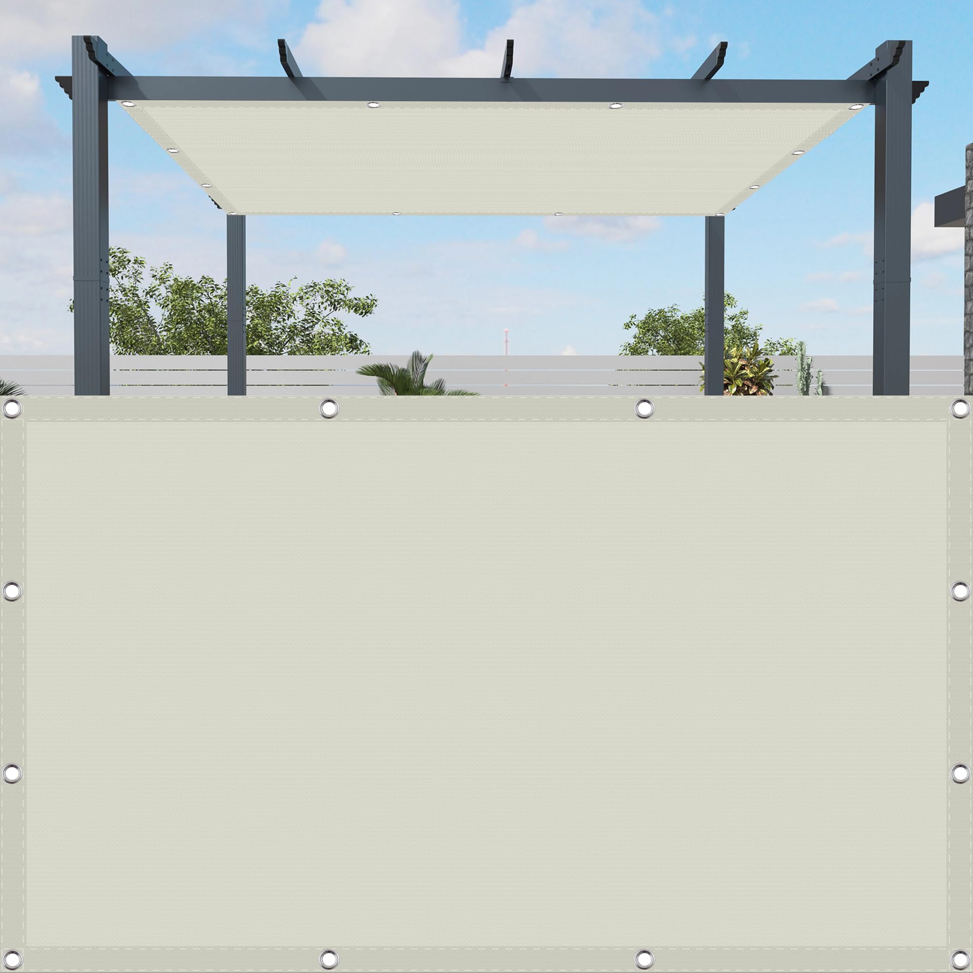 Auvent 2.1 x 5 m blanc cassé pour créer de l'ombre dans le jardin