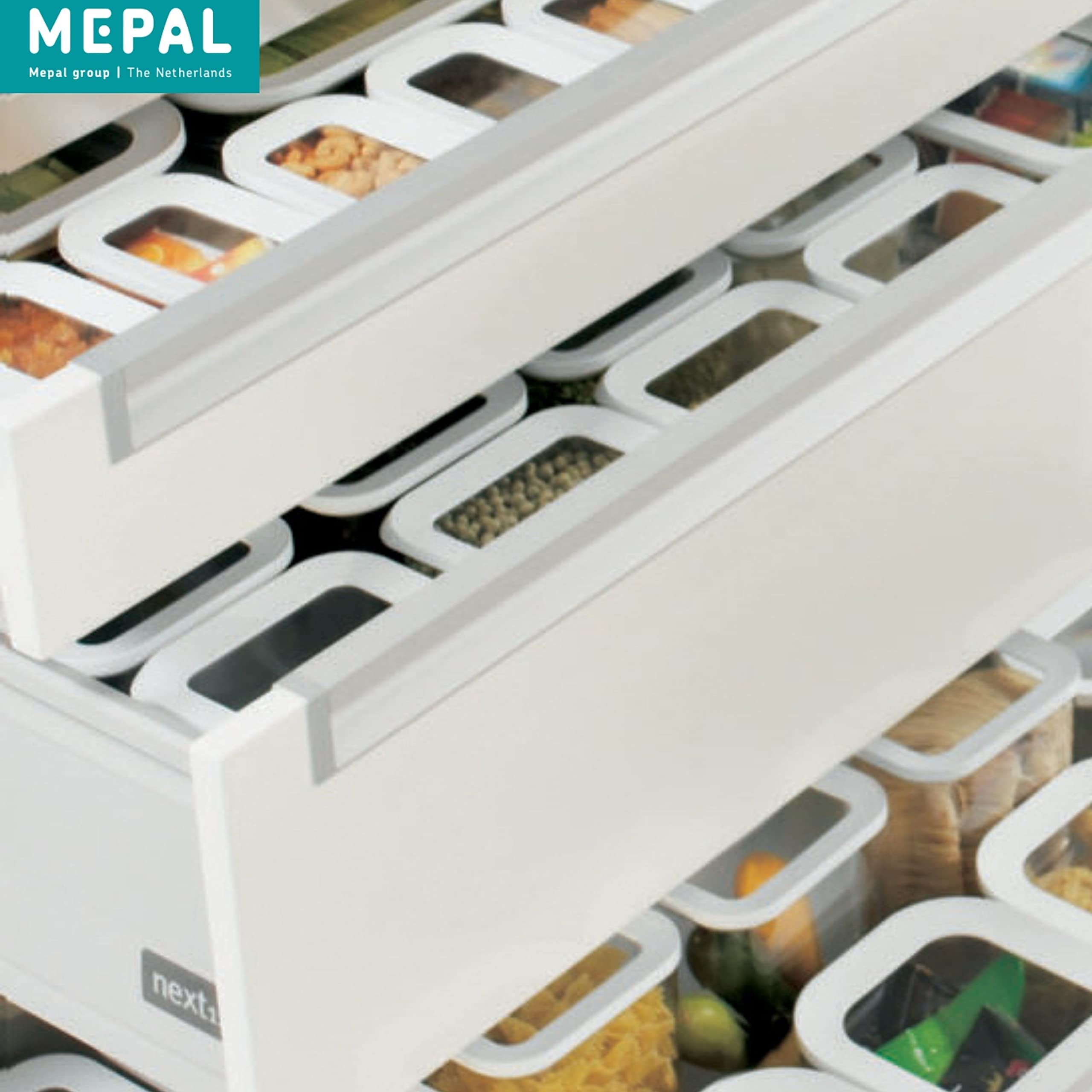 Mepal 7-teiliges Set Vorratsdosen mit Deckel - Lebensmittelbehälter Rechteckige - Küchenorganizer aus Kunststoff - Vorratsbehälter Luftdicht - 1x 2000 ml, 2x 1500 ml, 2x 1000 ml & 2x 425 ml - White