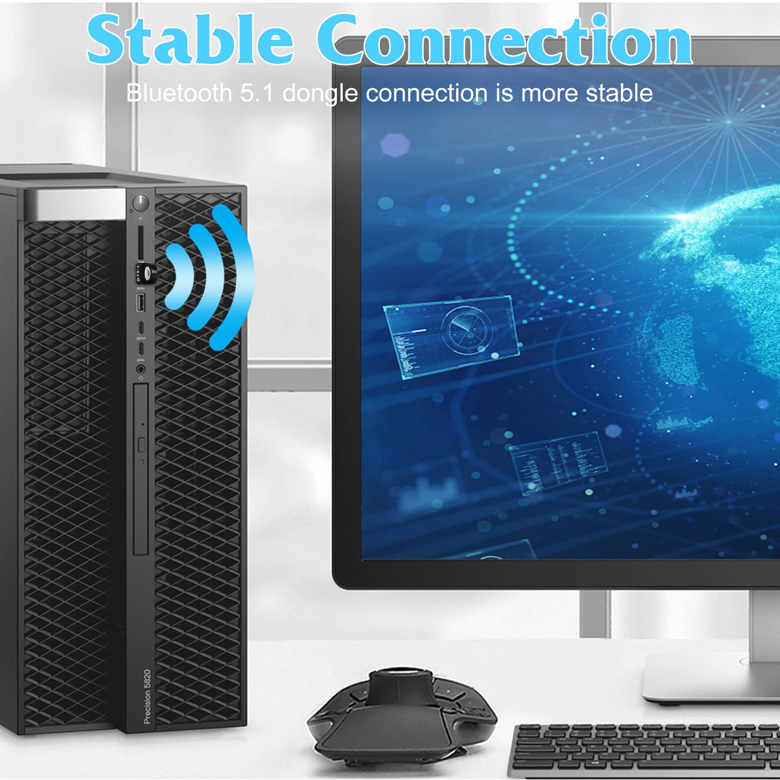 Bluetooth Adapter for PC, UrbanX USB Bluetooth Adapter 5.1 EDR, Bluetooth Dongle Wireless Bluetooth Receiver for HP Spectre Support Windows 10/8.1/8/7