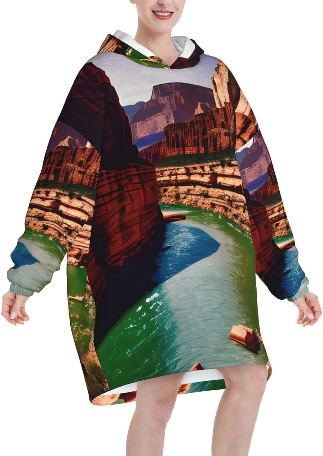 Grand Canyonprint Oversized Hoodie Blanket, Super Soft Warm Comfortable Hoodie, Wearable Blanket Adult