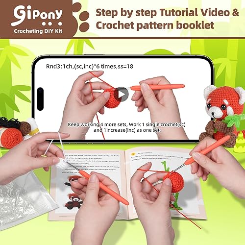 Miniatura 4 de Gipony Kit de ganchillo para principiantes, kits de animales de ganchillo, kit de ganchillo para principiantes, aprende a ganchillo con tutoriales