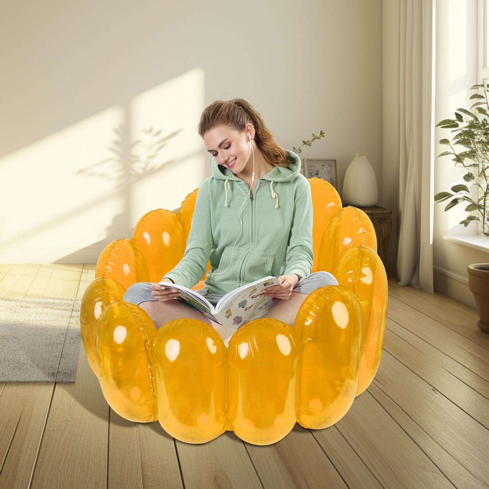 Sedia gonfiabile trasparente – Sedie gonfiabili in PVC trasparente | Sedia gonfiabile per salone, mobili gonfiabili, sedie cinematografiche per dormitorio, cortile, feste ed eventi