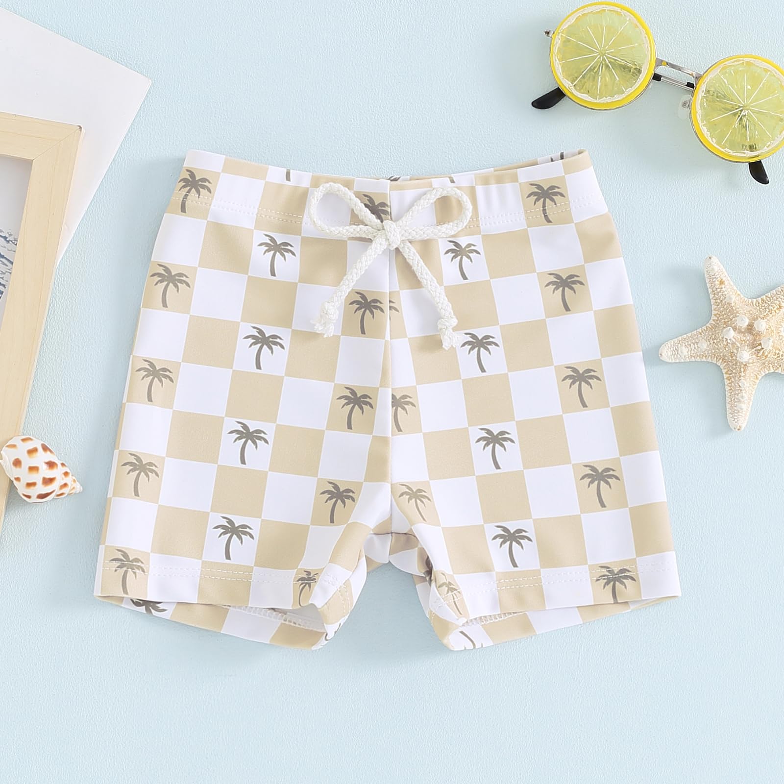 Baby Boy Swimsuit Toddler Baby Boy Beach Swim Shorts Bathing Suitt Swimsuit Swimwear Shorts Boys Swim Trunks (A-Plaid Yellow,18-24 Months)