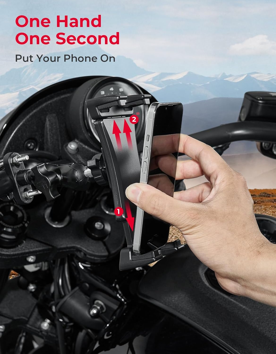KEMIMOTO UTV Phone Mount ATV Holder, Fit 4.7"-13" Phone & Tablet, 360° Adjustable Heavy Duty, Compatible with Can-Am Maverick X3 Outlander Polaris RZR Sportsman Kawasaki Talon Viking