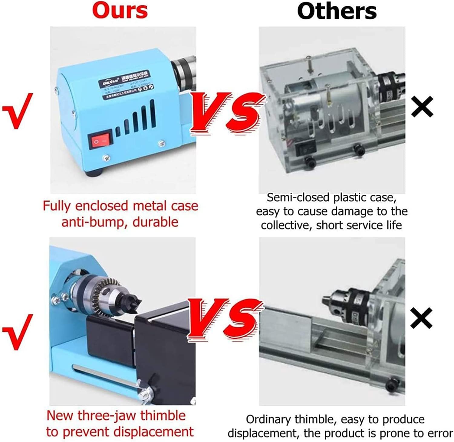 Mini Woodworking Lathe, DIY Polisher 150W Wood Model Making Drilling Milling Hine, Tool Small Lathe Metal for Engraving and Grinding of Wood St (A)