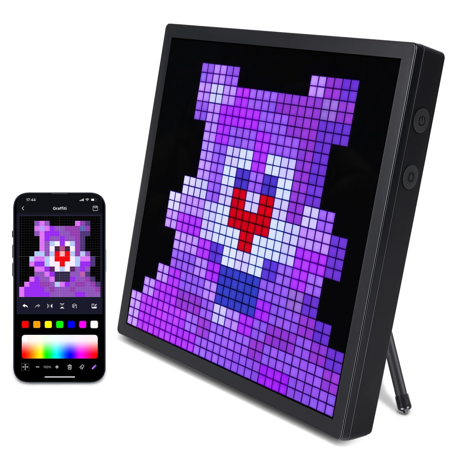 PFUTURE LED Pixel Art Display, 32x32 Programmable LED Pixel Panel with APP Control. Create Graffiti, Animations, Digital Clock, Game Room Accessories for Desk, Home, Bedroom Decoration