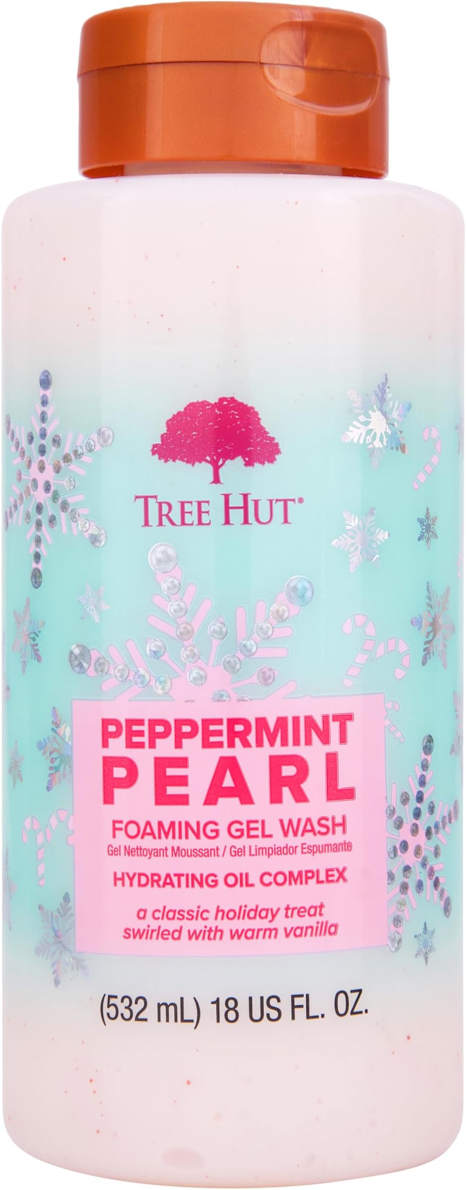 Peppermint Pearl Foaming Gel Wash | Cleanse & Soothe Skin Without Stripping Moisture | Made with our Hydrating Oil Complex | Limited Edition Holiday | 18 fl oz.