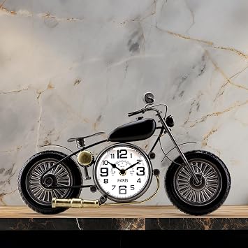 Metal Motorcycle Wall Clock,Vintage Decorative Wall Clocks Battery Operated, Rustic Motorcycle Gift for Fathers Day Dad Him Boyfriend,Silent Clock for Living Room