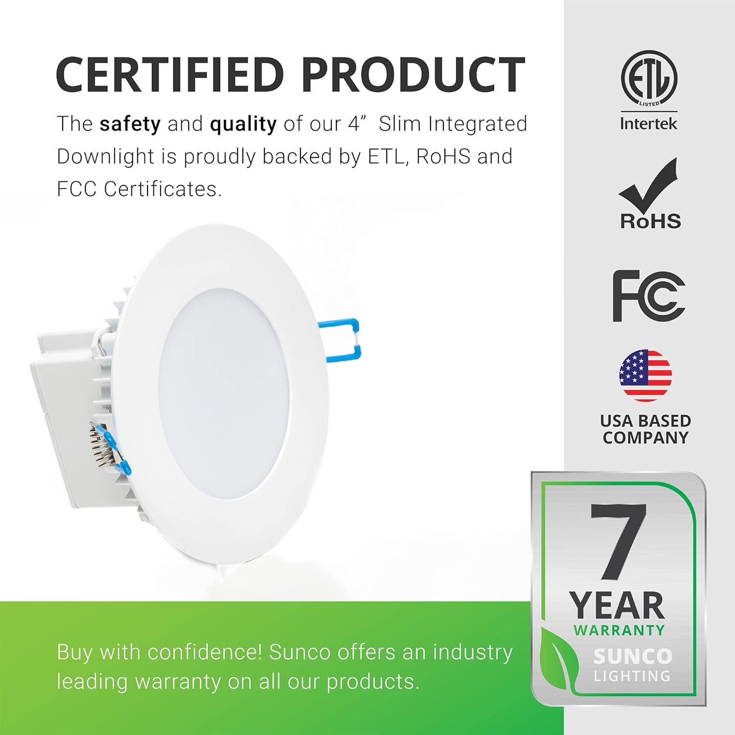 Sunco 12 Pack 4 Inch Ultra Thin LED Recessed Lighting Ceiling Lights Slim, 6000K Daylight Deluxe, 10W, Damp Rated, Dimmable Canless Integrated Junction Box, ETL