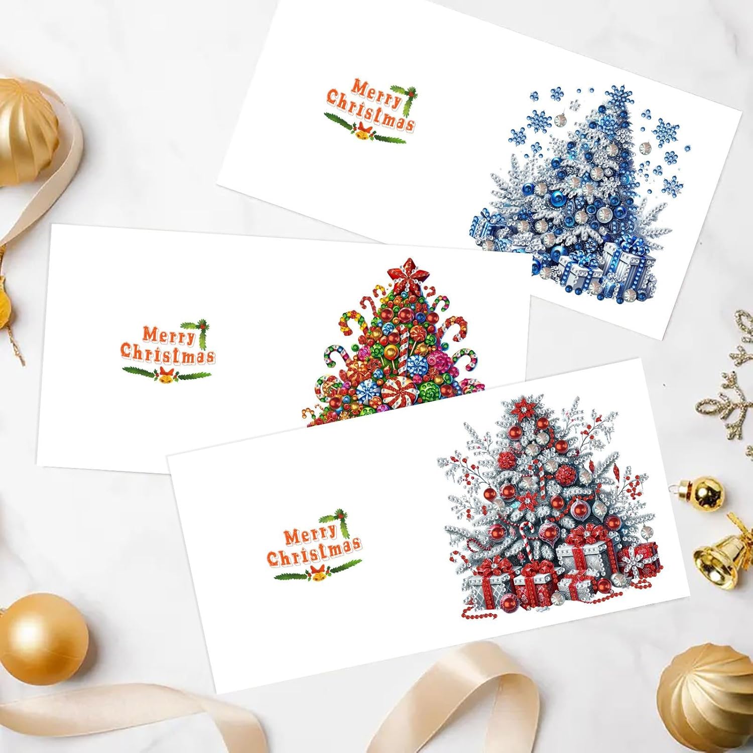Diamond Art Painting Christmas Greeting Cards with Envelopes, Diamond Art Halloween Blessing Cards, Greeting Cards Present-2PCS-A