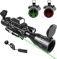 Vista 1 de UUQ 4-12&16X50 AO Mira para Rifle Rojo/Verde Iluminada, Retícula Range Finder con Láser Verde - Visor Holográfico de Punto Rojo Reflex - 5 Modos