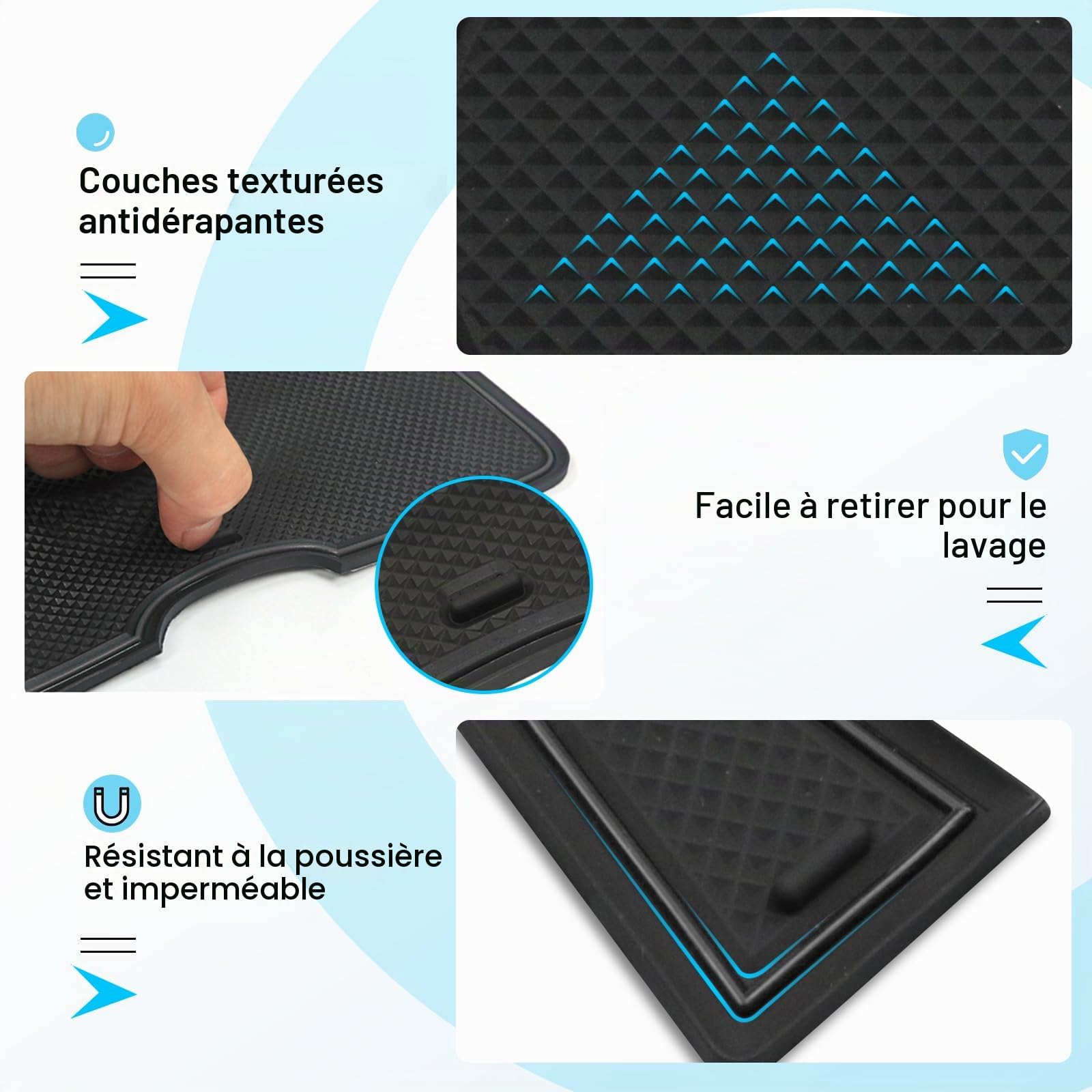 CDEFG Compatible avec Opel Corsa F 2020-2024 2025 Tapis Anti-poussière Antidérapante Corsa F Porte Intérieure Tasse Boîte de Bras Tapis de Stockage Corsa F Frein Manuel Accessoires (Noir)