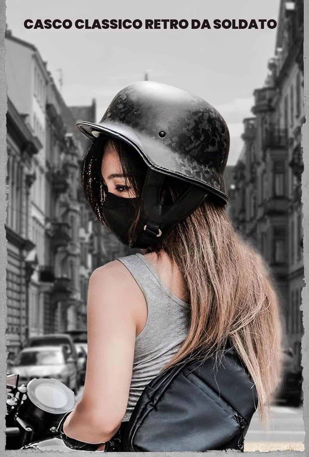Casco Moto Mezza Faccia Tedesco In Fibra Di Carbonio, Casco Jet Moto Vintage Approvato DOT/ECE Casco Jet Retrò Per Uomini E Donne Adulti