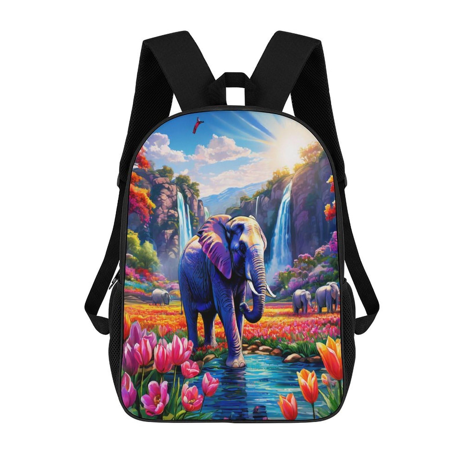 Tnfhsoft Unisex Kids Elephant-3 Elephant Backpack, Children's Backpack, Student School Bag, Bookbag Backpack, 3D Printed Animal School Bag For Boys And Girls, 17 Inches