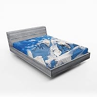 Vista 57 de Ambesonne Sábana bajera africana, estampado abstracto de líneas únicas, funda de cama con bolsillo profundo elástico para mayor comodidad