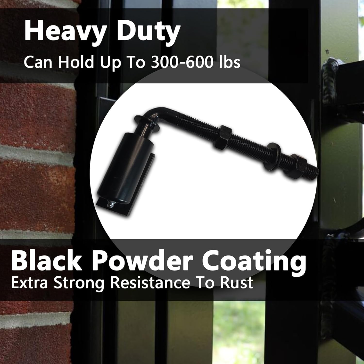 2 Pack J-Bolt Hinge for Doors Gates,Heavy-Duty Driveway Gates, Heavy-Duty Steel Welded Hinge for Welding on Larger Iron or Steel Gates (A-5/8)