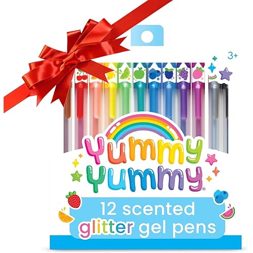 Ooly Scented Yummy Yummy Glitter Gel Pens Set of 12-1.00mm NIB Scented Glitter Pens for Kids and Adults, Art and Stationery Supplies
