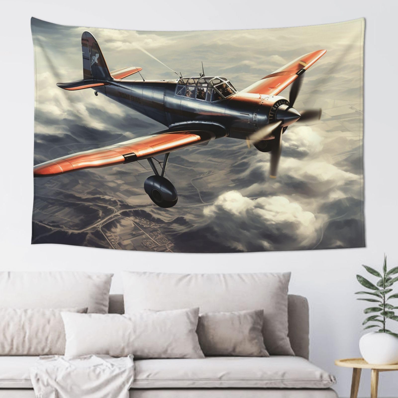 FodPand Retro Airplane Tapestry for Bedroom Aesthetic, Wall Hanging Tapestries Art Decor Backdrop Wall Tapestry for Dorm Living Room Funny Poster Party Banner Background 40" X 60"