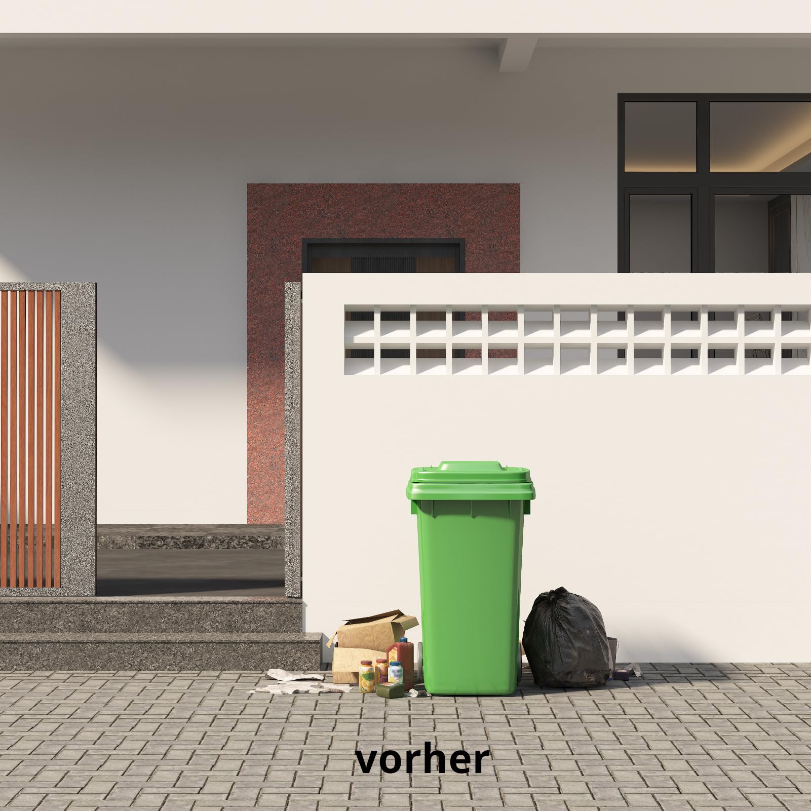 SCHARTEC® Mülltonnenbox anthrazit mit Holz-Design erweiterbar 240l Mülltonnenverkleidung Mülltonnen Sichtschutz Unterstand