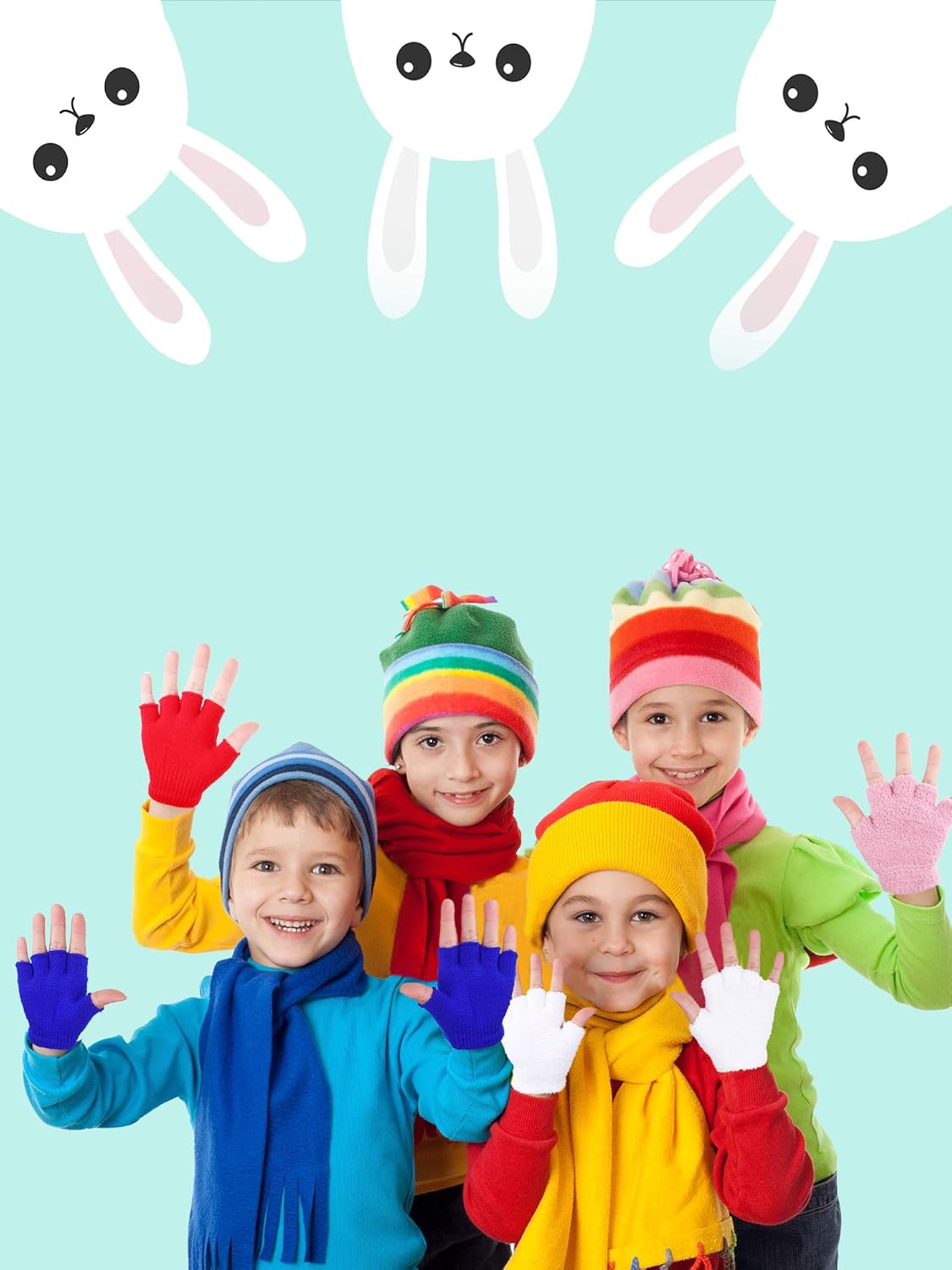 3 Pairs Kids Fingerless Mittens Convertible Flip Top Gloves Children Soft Knitted Gloves for Boys Girls - Image 6